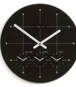 214Zw-BIG CITY World Time Black Clock for Office