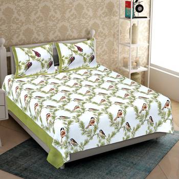 vastravilla Rajasthani Jaipuri Prints Cotton Bed Sheet For Double Bed With Two Pillow Cover Size 90 x 100 Inch 1
