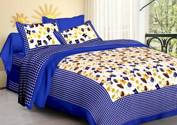 Vastravilla Rajasthani Jaipuri Prints Cotton Bed Sheet For Double Bed With Two Pillow Cover Size 90 x 100 Inch 1