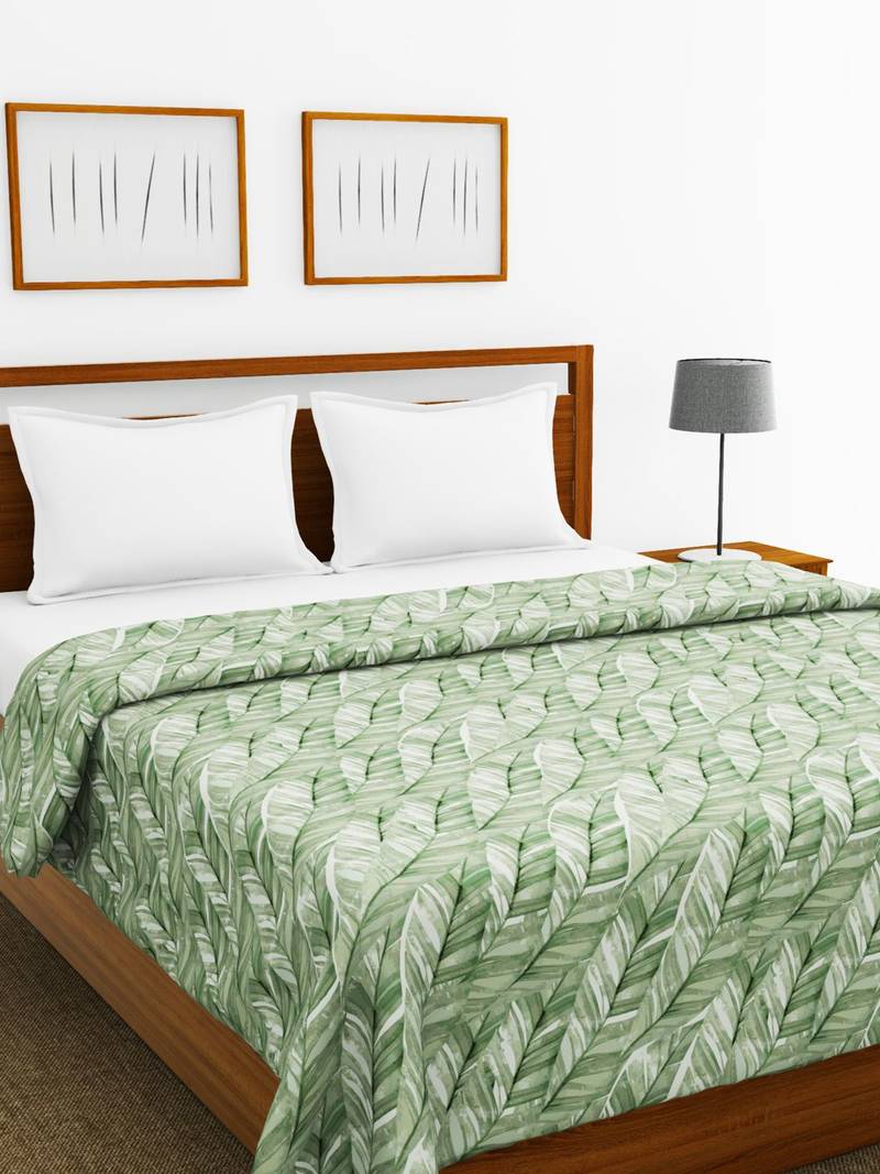 BIANCA Super Soft 100% Natural Cotton Fabric Double Comforter For Winters  1pc Double size (victoria) leaf sage
