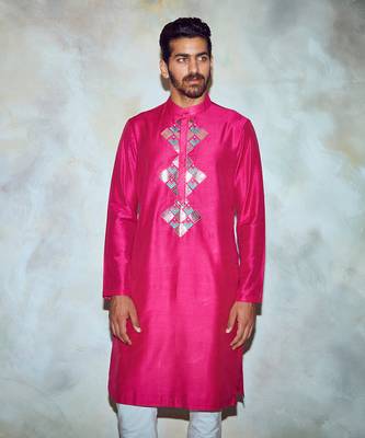 Fuschia Pink Embroidered Kurta 3