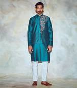 Green Hexagon Embroidered Kurta