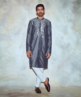 Grey Kurta And Bundy 1