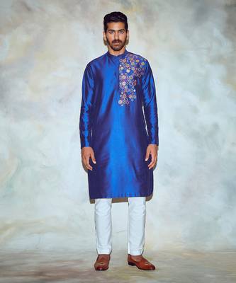 Cobalt Blue Embriodered Kurta 1