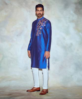 Cobalt Blue Embriodered Kurta 2
