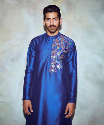 Cobalt Blue Embriodered Kurta 3
