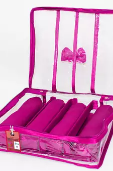 atorakushon Satin Bangle Box Jewellery Pouch 4 Rod Bangle Storage Box Travel Wardrobe Wedding Set for (Purple)