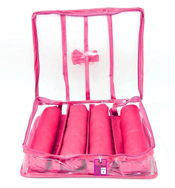atorakushon Satin Bangle Box Jewellery Pouch 4 Rod Bangle Storage Box Travel Wardrobe Wedding Set for (Pink) 1