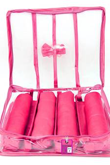 atorakushon Satin Bangle Box Jewellery Pouch 4 Rod Bangle Storage Box Travel Wardrobe Wedding Set for (Pink)