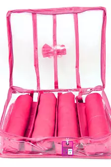 atorakushon Satin Bangle Box Jewellery Pouch 4 Rod Bangle Storage Box Travel Wardrobe Wedding Set for (Pink)