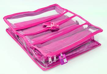 atorakushon Satin Bangle Box Jewellery Pouch 4 Rod Bangle Storage Box Travel Wardrobe Wedding Set for (Pink) 3