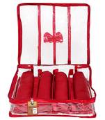 atorakushon Satin Bangle Box Jewellery Pouch 4 Rod Bangle Storage Box Travel Wardrobe Wedding Set for (Maroon)