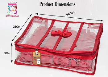 atorakushon Satin Bangle Box Jewellery Pouch 4 Rod Bangle Storage Box Travel Wardrobe Wedding Set for (Maroon) 3