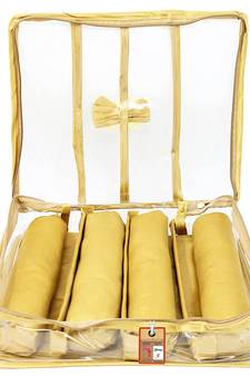 atorakushon Satin Bangle Box Jewellery Pouch 4 Rod Bangle Storage Box Travel Wardrobe Wedding Set for (Golden)