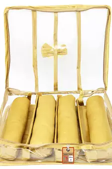 atorakushon Satin Bangle Box Jewellery Pouch 4 Rod Bangle Storage Box Travel Wardrobe Wedding Set for (Golden)