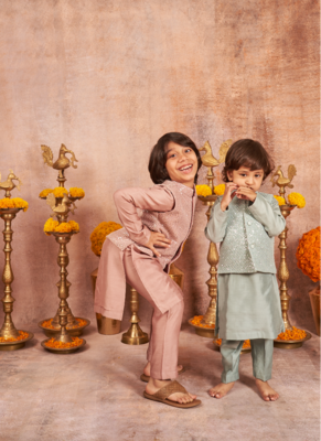 Embroidered Water Seqins Jacket With Kurta Pajama Set 2