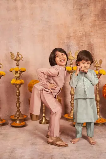 Embroidered Water Seqins Jacket With Kurta Pajama Set
