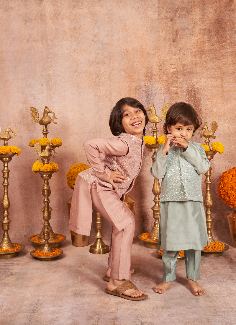 Embroidered Water Seqins Jacket With Kurta Pajama Set