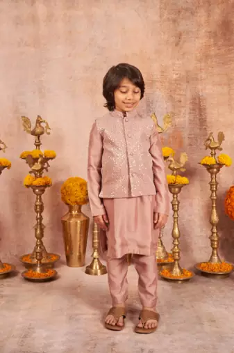 Embroidered Water Seqins Jacket With Kurta Pajama Set