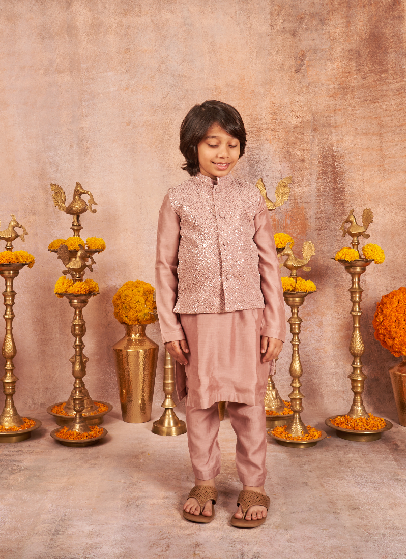 Embroidered Water Seqins Jacket With Kurta Pajama Set