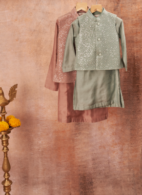 Embroidered Water Seqins Jacket With Kurta Pajama Set 4