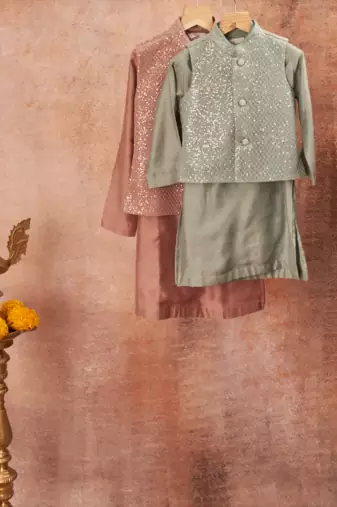 Embroidered Water Seqins Jacket With Kurta Pajama Set