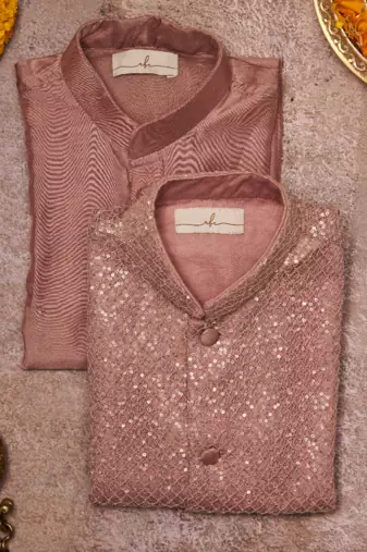 Embroidered Water Seqins Jacket With Kurta Pajama Set