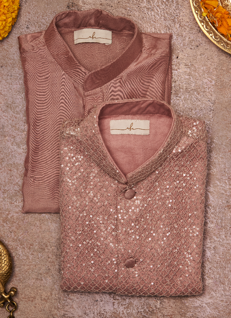 Embroidered Water Seqins Jacket With Kurta Pajama Set