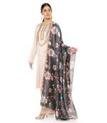 Beige printed chanderi ethnic-kurtis