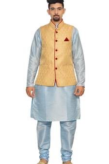 Men's Sky Blue Matching With Gold Jacket