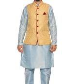 Men's Sky Blue Matching With Gold Jacket