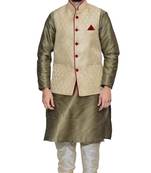 Men's Copper Gold Kurta Gold Pyjami With Goldjacket