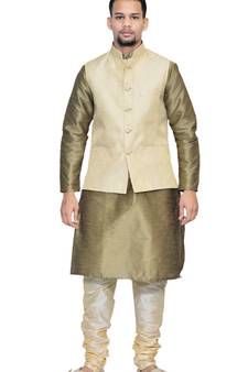 men's Copper Gold Kurta Gold Pyjami With New Gold Jacket