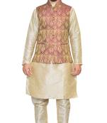 Men's Double tone Kurta Churidhar with Purple Waistcoat