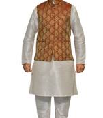 Men's White Matching With Maroon Jacket