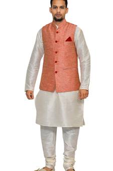 Men's White Matching With Pink Jacket