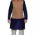 Men's Navy Blue Kurta Gold Pyjami With Maroon Jacket