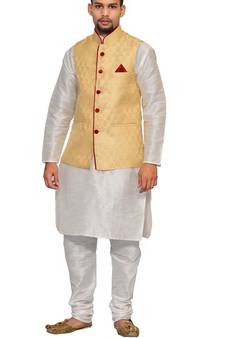 Men's White Matching With Gold Jacket