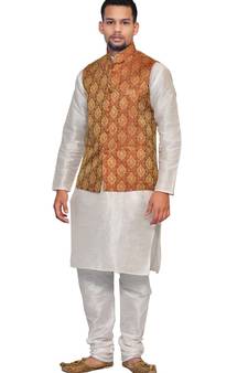 Men's White Matching With Maroon Jacket