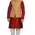 men's Red Kurta White Pyjami With Bindu Gold Jacket