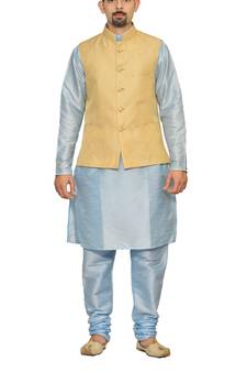 men's Sky Blue Matching With New Gold Jacket