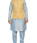 men's Sky Blue Matching With New Gold Jacket