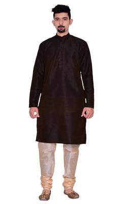 Men's Brown Kurta with Gold Churidhar 1