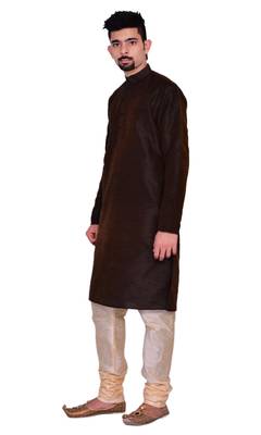 Men's Brown Kurta with Gold Churidhar 2