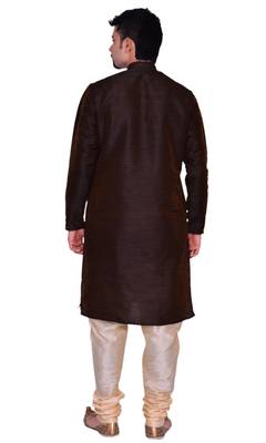 Men's Brown Kurta with Gold Churidhar 3