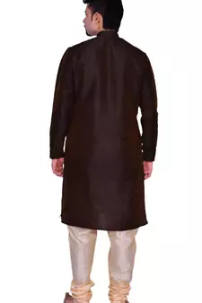 Men's Brown Kurta with Gold Churidhar