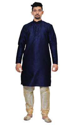 Men's Nevy Blue Kurta with Gold Churidhar 1
