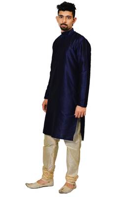 Men's Nevy Blue Kurta with Gold Churidhar 2