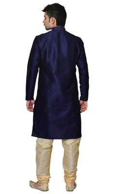 Men's Nevy Blue Kurta with Gold Churidhar 3