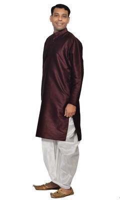 Men's Pink Violet Kurta White Dhoti 2